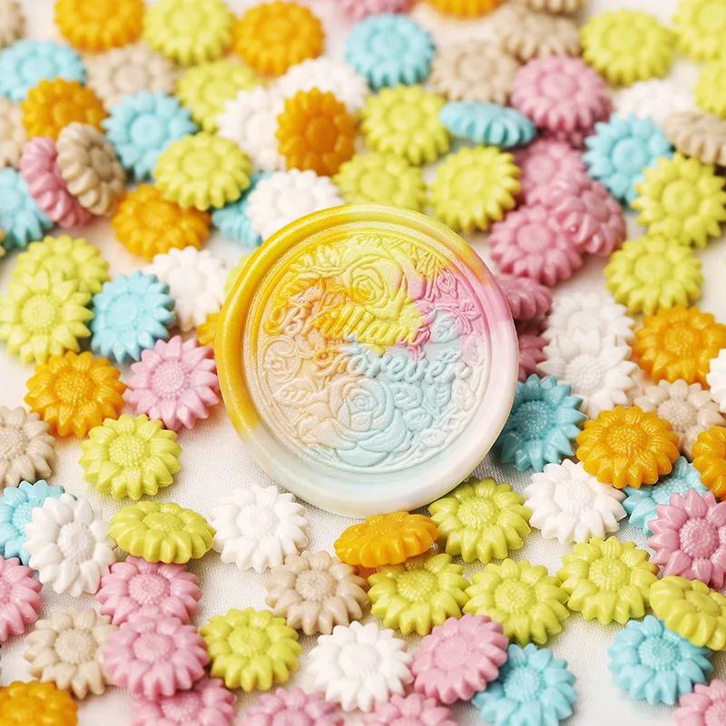 500g Cute Beautiful Mixed Color Sunflower Sealing Wax Particles  for Invitation Envelope Sealing Craft Decoration