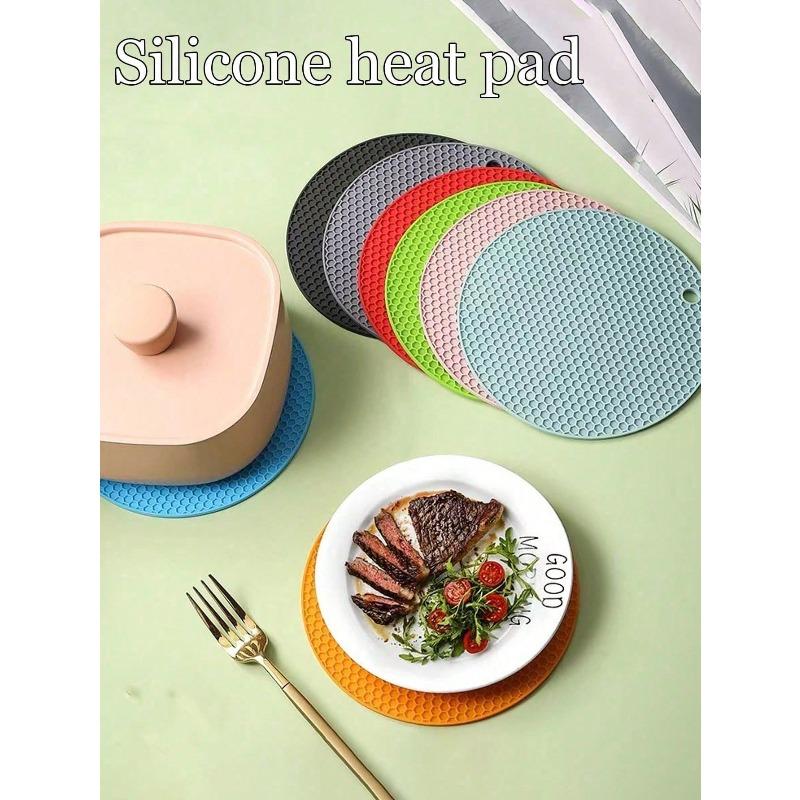 Silicone Heat Resistant Placemats - Round Non-Slip Pot Holder Mats For Kitchen Countertops & Dining Tables, Multi-Purpose Hot Pad Trivets