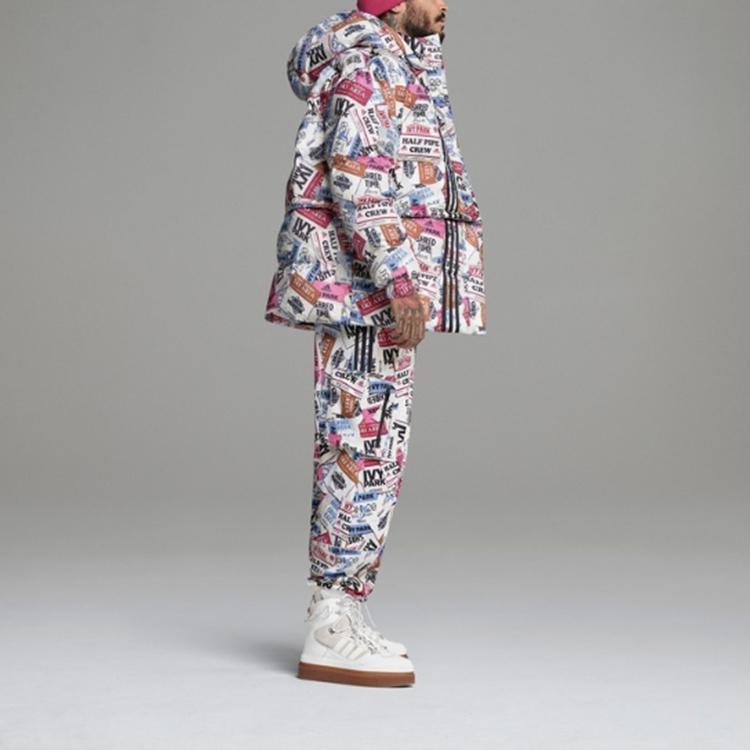 Adidas Originals Trefoil X Ivy Park Co-Branded Allover Logo Print Hooded Down Jacket Unisex Outerwear Multicolor H18992