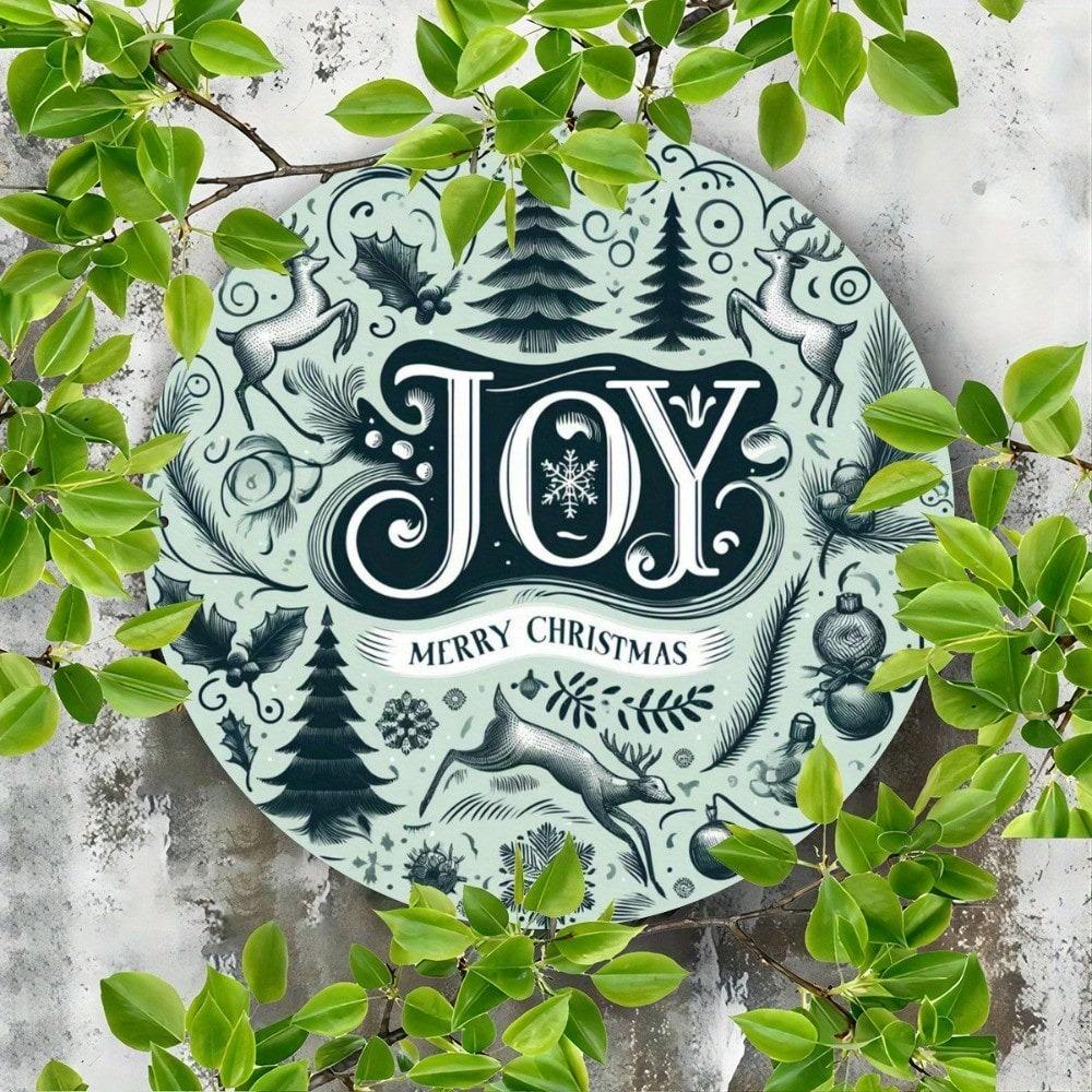 Joom Christmas Iron Round Sign 7.8 Inch Metal Plaque Home Wall Decor