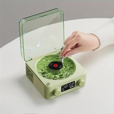 2024 Waves Portable Vinyl Record Player Wireless Stereo Speaker With Usb Charging Water Ripple Design 1500Mah Rechargeable Battery Ideal Gift For Her