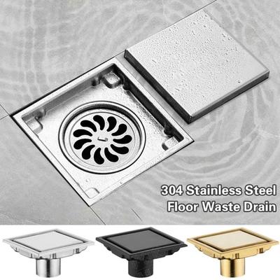 304 Stainless Steel Large Flow Draine Tile Insert Shower Grates Square Floor Waste Drain  Kitchen