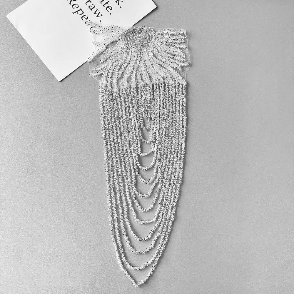 Uniform Sequins Bead Embroidery Studs Long Chain Shoulder Strap Tassels Retro Shoulder Accessories European American Dresses