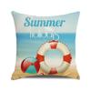 Watercolor Summer Beach Digital Printing Short Plush Pillow Covers for Car Sofa Office Cushion Cover Home Goods 60x60cm