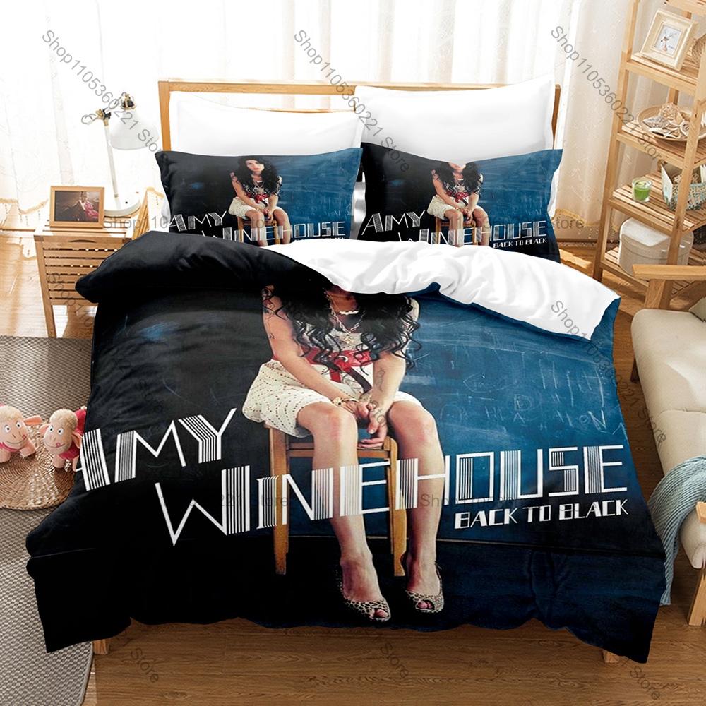 Personality Amy Winehouse Fans Gift Bedding Set New Duvet Cover Pillowcase High Quality Bed Set For Jazz & Soul Music Lovers Ret
