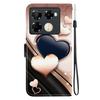 Handmade PU Leather Flip Case for Infinix Note 40 Pro 4G/5G (X6850/X6851) Anti-Slip Shockproof Cover with Wrist Strap & Heart/Rose Cat Designs