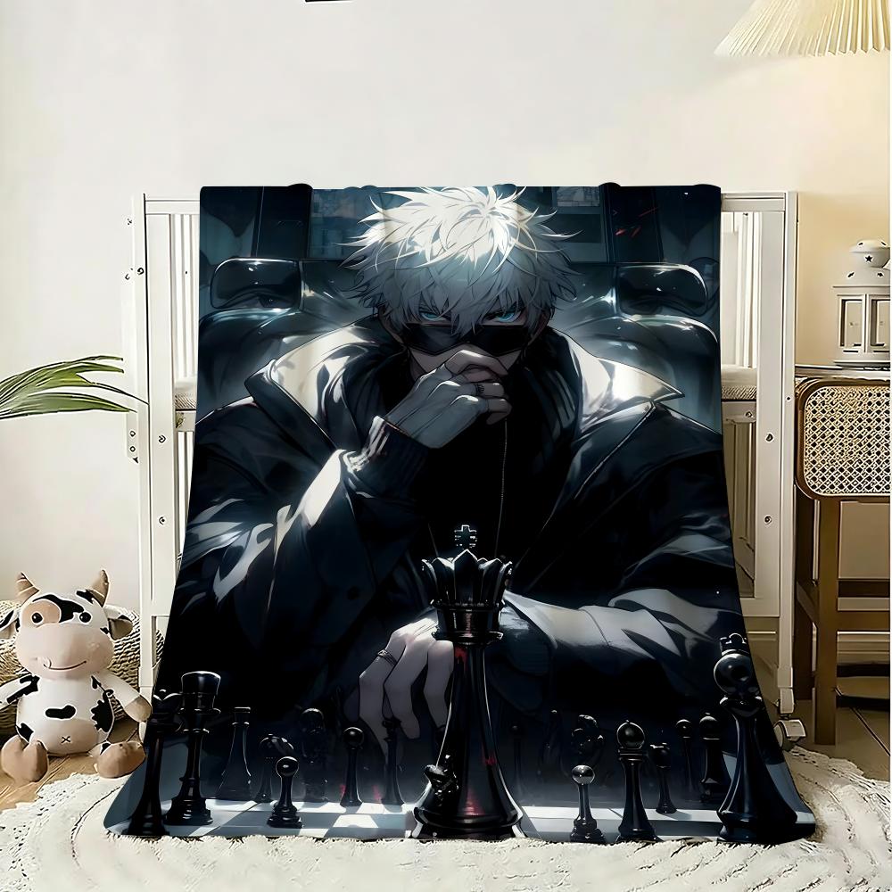 Cartoon Jujutsu Kaisen Throw 240g Flannel Blanket Lightweight Soft Skin-friendly Summer Thin Throw Blanket