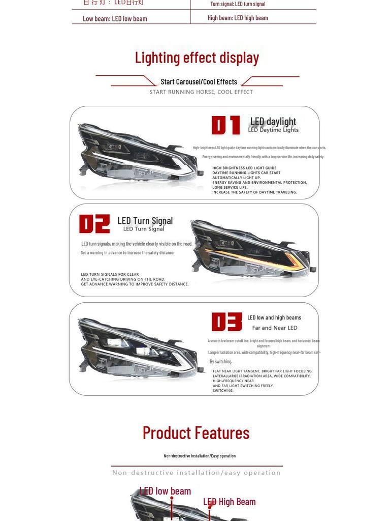 LED Projector Headlights with DRL & Turn Signals for 19-21 Nissan Altima