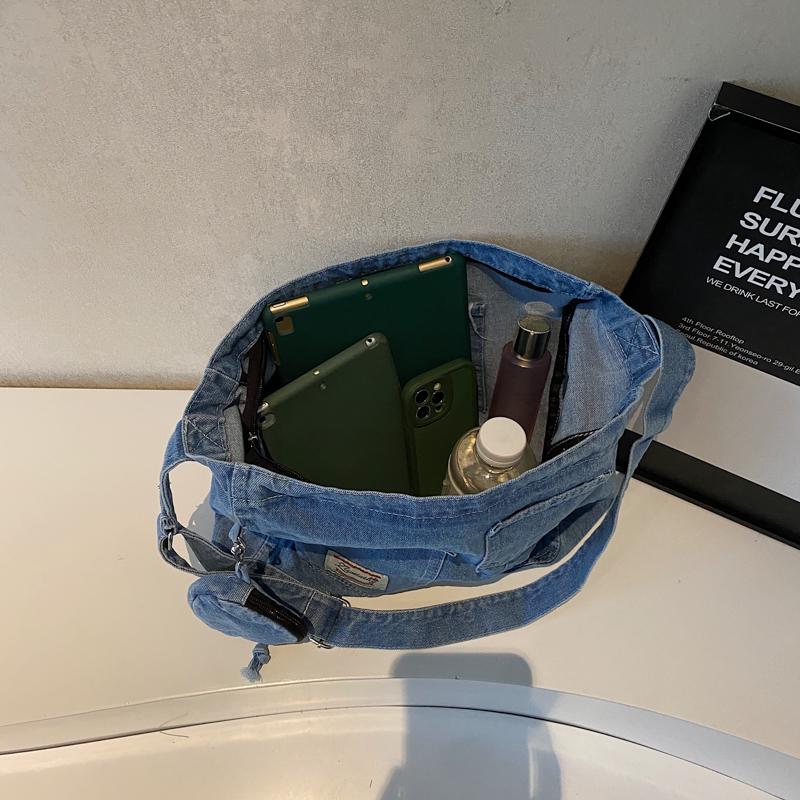 Denim Bag Women's Tote Bag Large Capacity Crossbody Bag Student Class Shoulder Bag