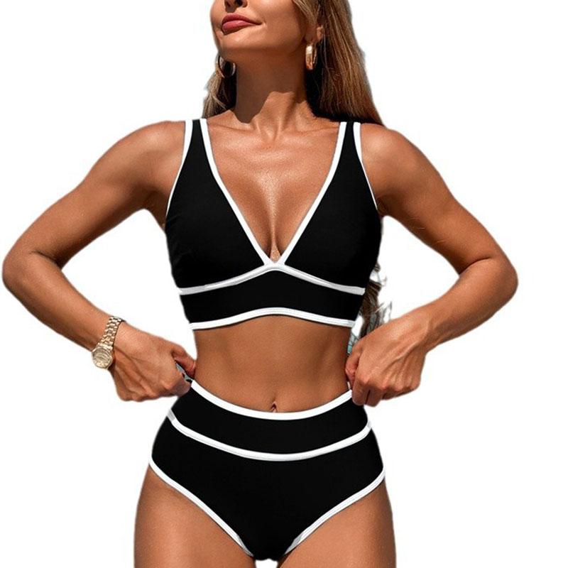 Neu Bikini Kontrast Farbe Bkinis Frauen Badeanzüge Bademode Push Up Zwei Stück