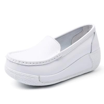 Women's Platform Shoes Slope Heel Casual Single Shoes Thick Bottom Woman Leather Shoes Comfortable Swing Shoe Flip Flop