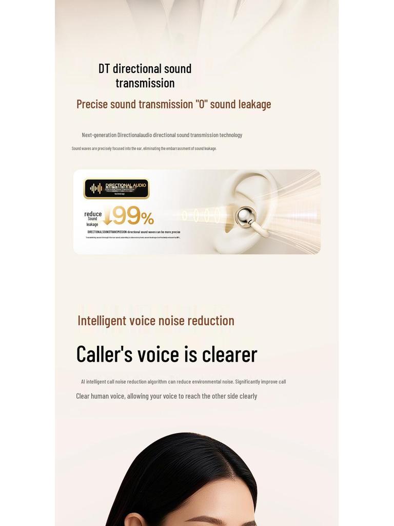 Q87 Clip-on Bone Conduction Bluetooth Headphones - Sport Comfort, Long Battery Life, Universal Fit.