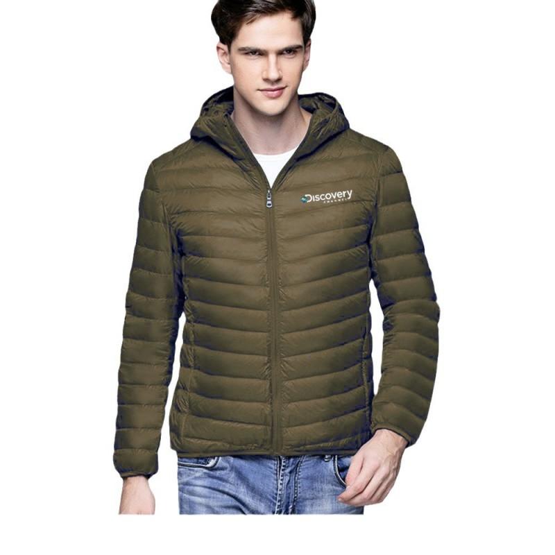 Mens Lightweight Hooded Stand Collar Short Cotton Jacket Casual Winter Portable Coat