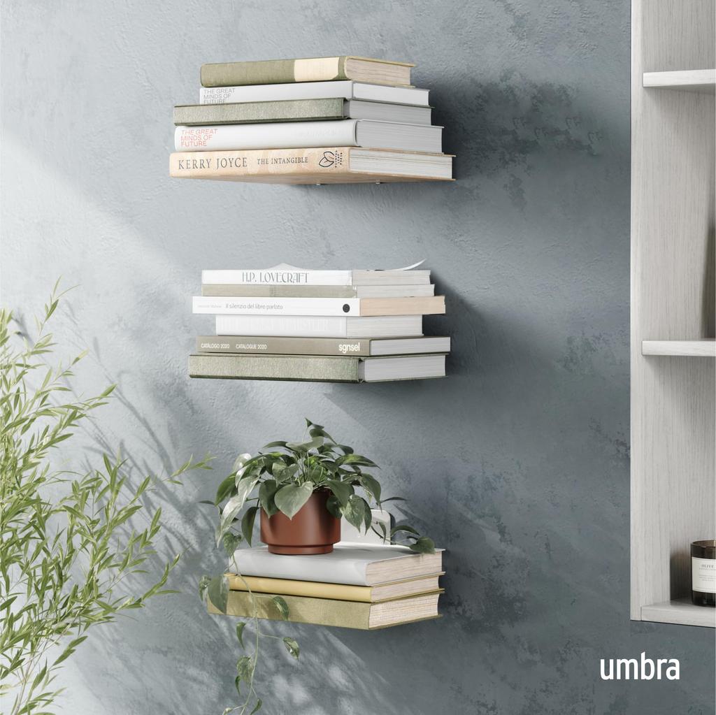 Umbra Wall-Mounted Storage Shelf, Silver, Large, CONCEAL, 21005073560, Pack of 3
