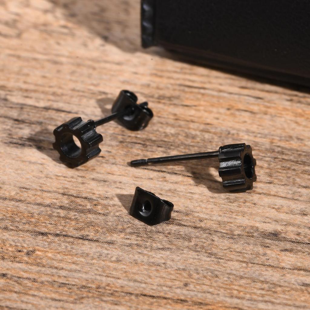 Stainless Steel Gear Stud Earrings for Men Boys,Waterproof Anit Allergy Small Earrings,Punk Rock Ear Jewelry