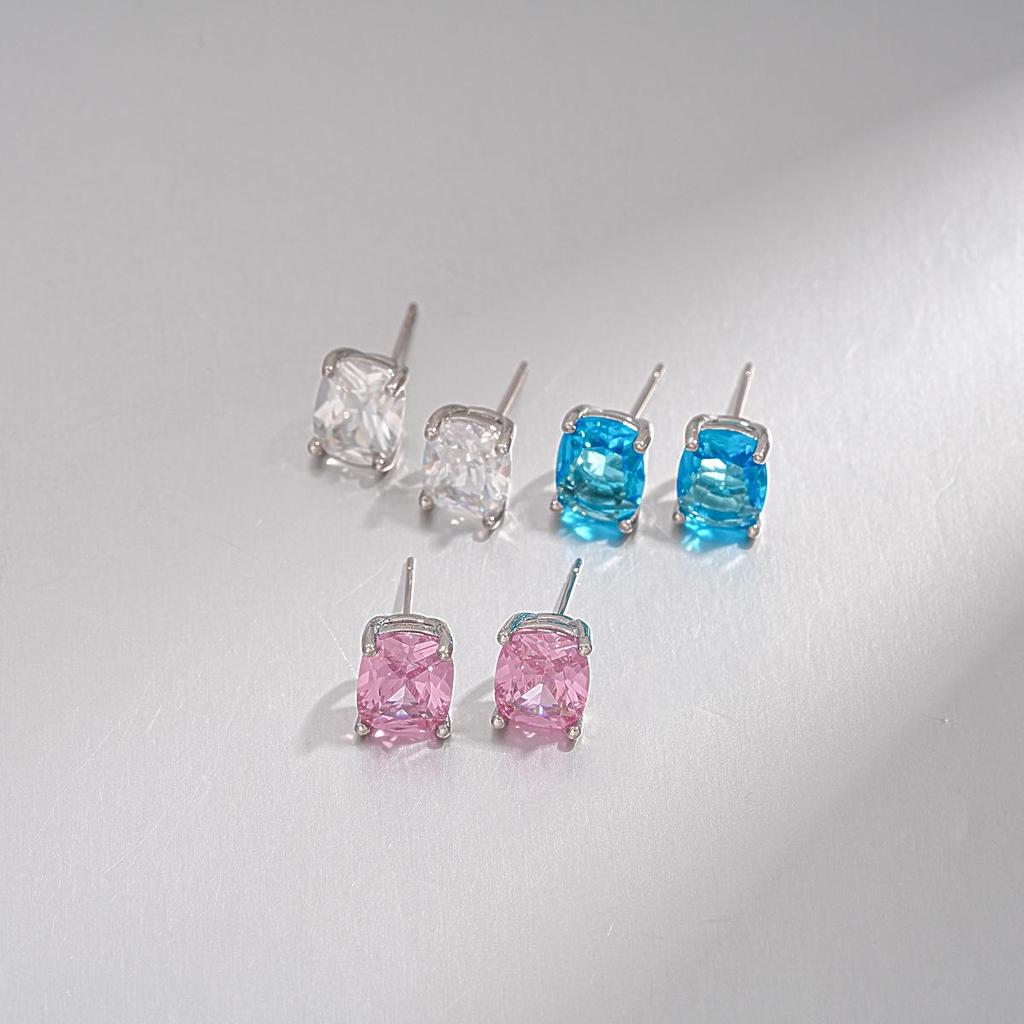 Silver Needle Zircon Geometric Stud Earrings - High-End Light Luxury Fashion for Women