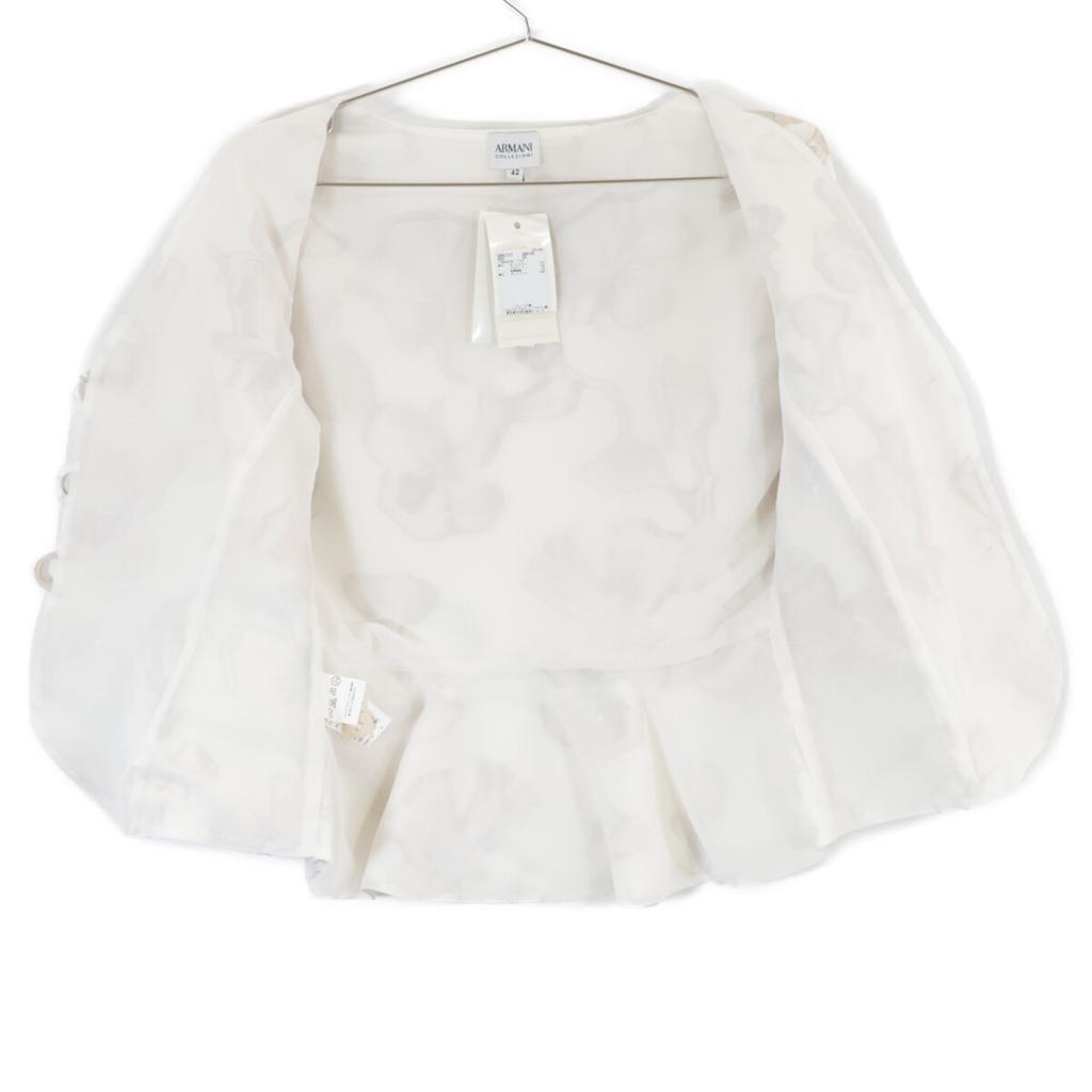 ARMANI COLLEZIONI [Domestic Genuine] GMC12T GM128 Flower Print Collarless Jacket Jacket 42 White / SilverUsed