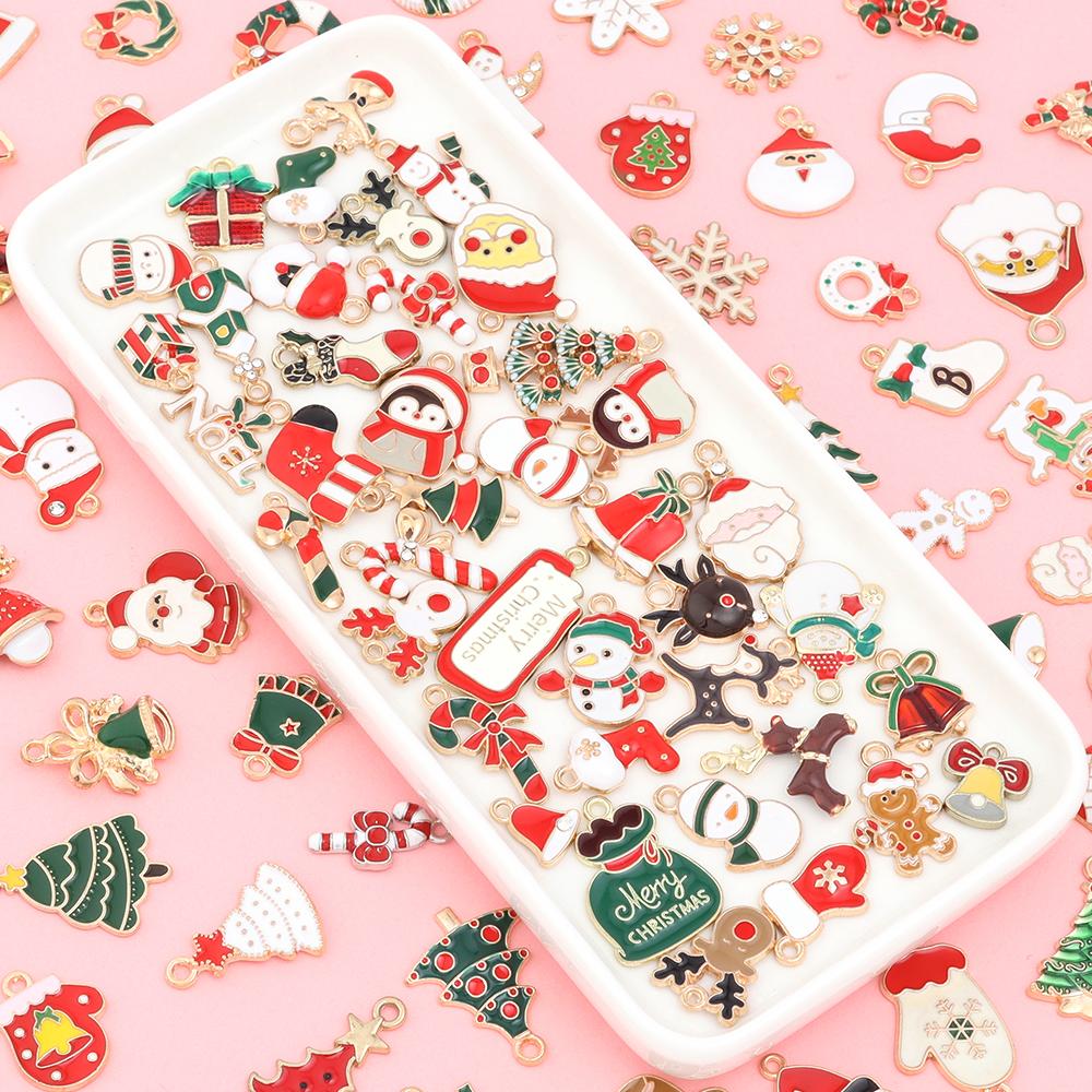 Alloy Christmas Pendant Mixcolor Dripping Oil Charm Pendants For DIY Jewelry Making Christmas Series Accessories
