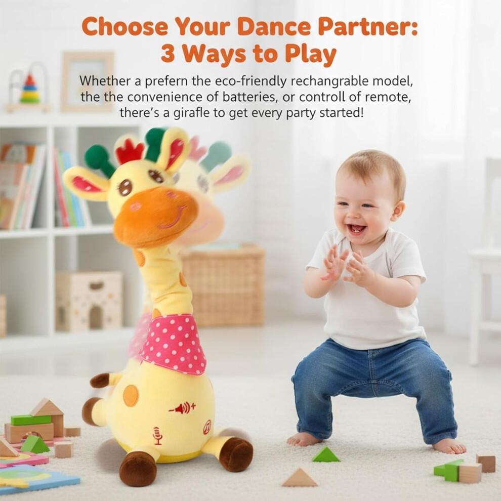 Gifskiu Dancing Talking Giraffe Toy, Singing Plush Giraffe with Adjustable Volume, Tummy Time Toy, Remote & USB Charging – 2PCS