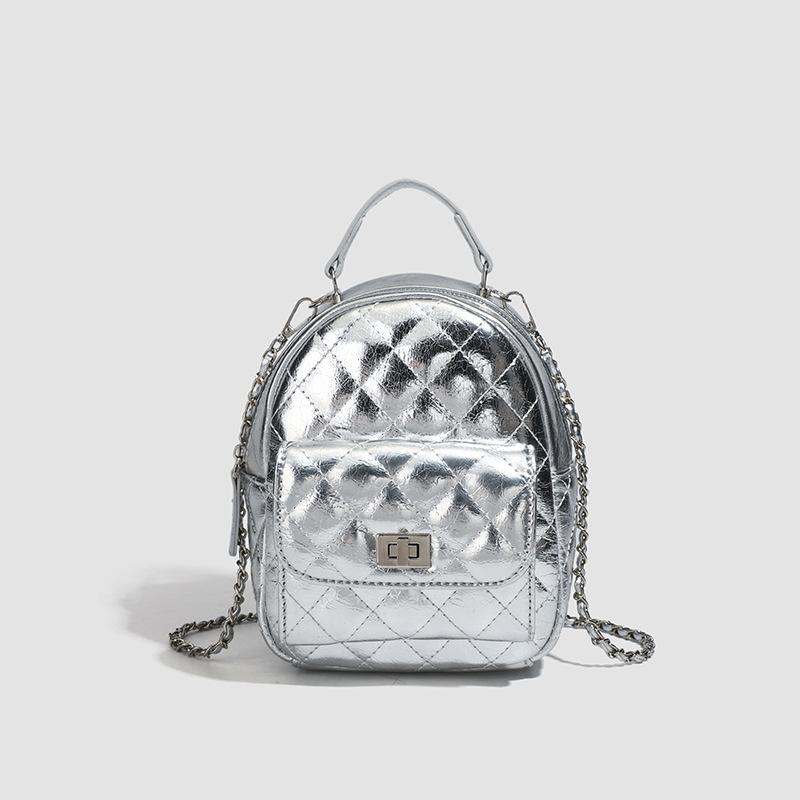 Textured niche diamond chain backpack bag women s new fashionable versatile small backpack single shoulder travel bag women