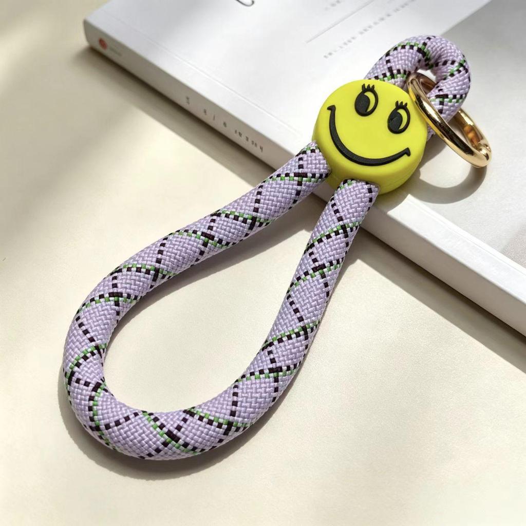 Durable Woven Phone Lanyard with Smiley Keychain Pendant