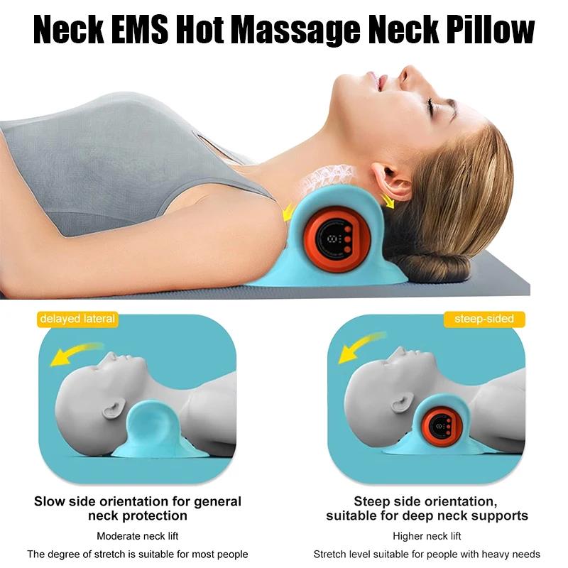Electric Neck Massager Cervical Traction Pillow with Heat for Pain Relief Shoulder and Back Massage