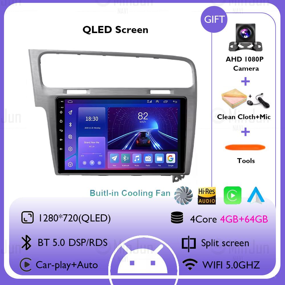 Android 14 Silver Gray Car Radio For Volkswagen VW Golf 7 MK7 GTI 2011-2021 Wireless Carplay Auto Multimedia Stereo Video Player