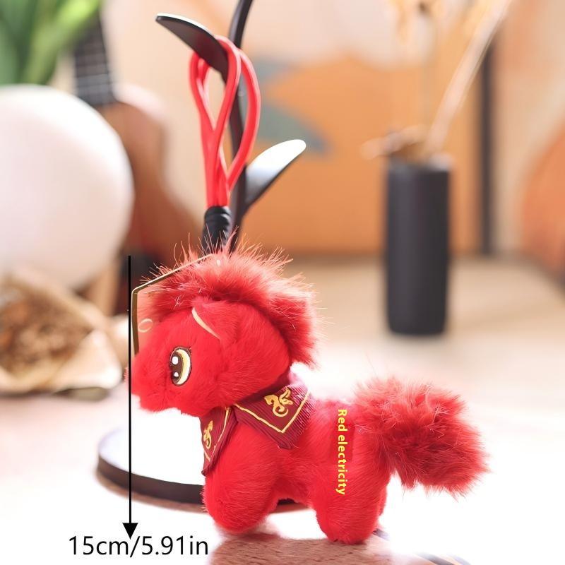 Kawaii Pony Plyschdocka Hänge Häst Kinesiskt År Maskot Väskberlock Tecknad Gosedjur Nyckelring Årspresenter 2026