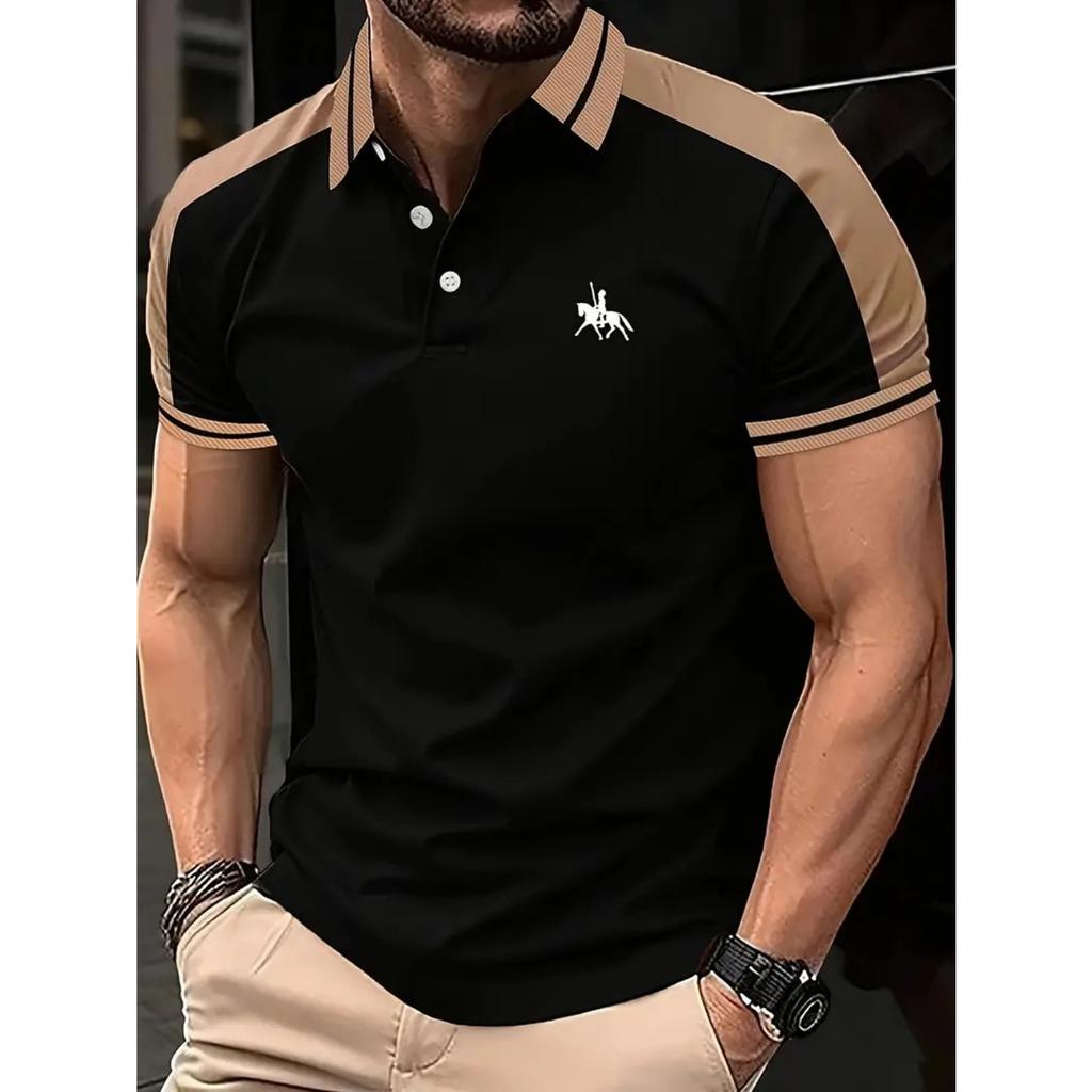 Summer new men's T-shirt tops daily casual printing lapel short-sleeved polo shirt