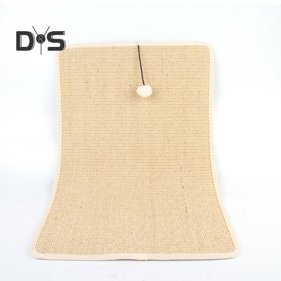 Cat Scratcher Mat Natural Sisal Scratching Mat with Plush Ball Furniture Protector Anti-Slip Walls Floors Cat Scratcher Pad Rug