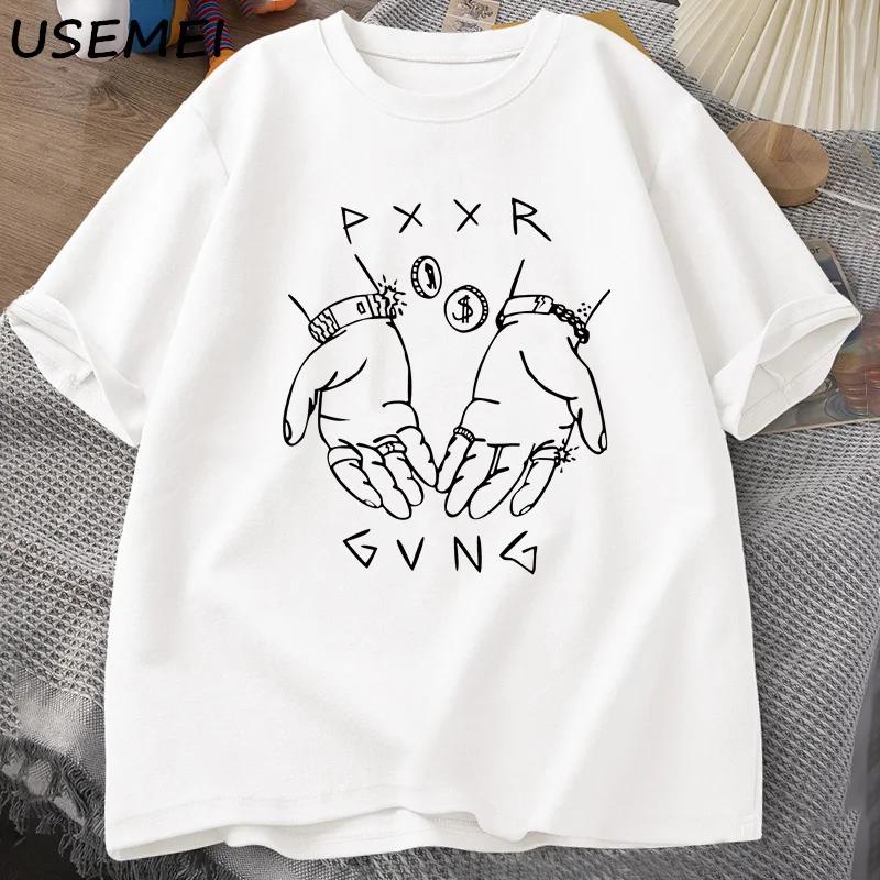 Pxxr Gvng The White Family T-shirts O Neck Oversized Tshirt Men Cotton Short Sleeve Tee Shirt Summer Graphic Tees Streetwear