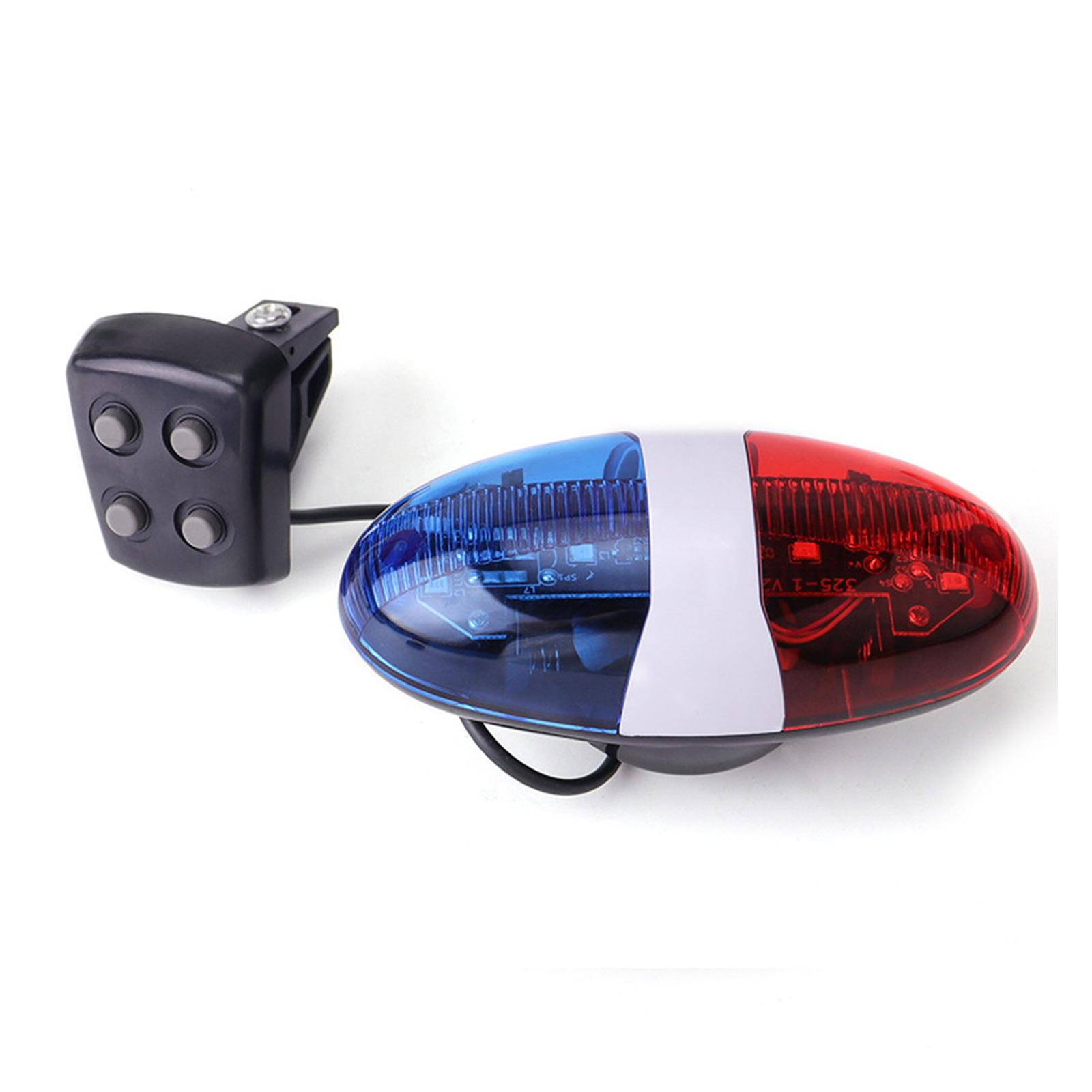 

Bicycle Police Sound Light Bike Electric Horn 6 LED Lights 4 Sounds Cycling Horn Bell Waterproof Bicycles LED Lights