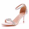 7cm Temperament Light Mouth Strap Thin Heel Sandals Crystal Yellow Diamond Wedding Shoes Sexy Fish Mouth Summer Sandals