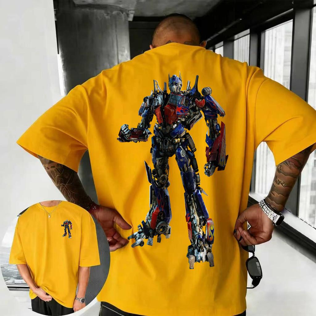 202526 Summer Transformers Graphic 100 Cotton Printed Tshirt for Men Hasbro Brand Children and Unisex Breathable Loose Casual