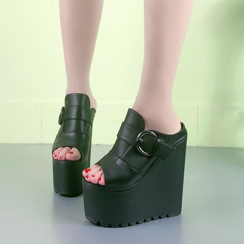 Móda 16CM Klínové Sandály Dámské Léto Nové Designové Sandály Lehké Otevřená Špička Ležérní Pantofle na Vysokém Podpatku Dámské Platformové Boty