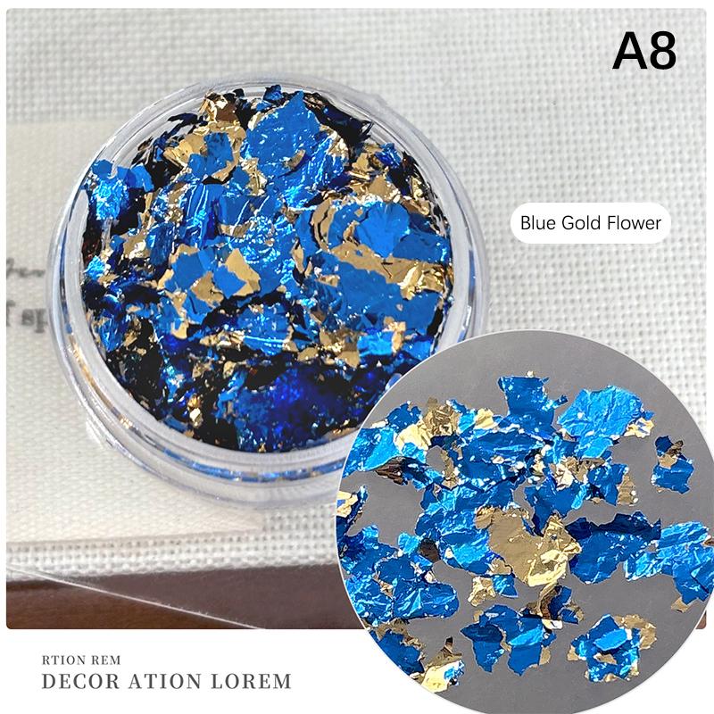 1 Box Goldfolien-Splitter Nagelglitzer Für DIY-Nägel Sticker-Kunst Nageldekorationen Mehrfarbige Blattgold-Flocken