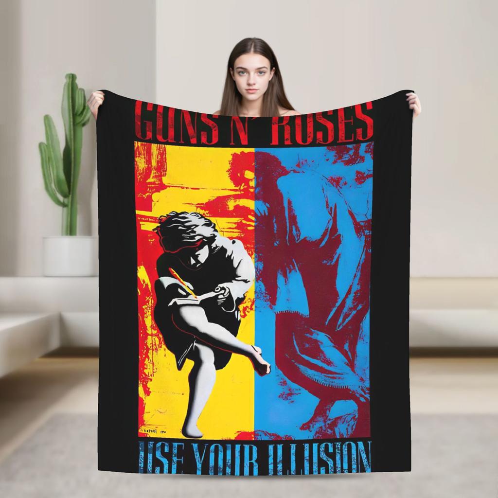 Guns N Roses Band  Blanket  Decorative Flannel Throw Blanket For Couch Bed Soft Warm Custom Quality Bedspread Gift