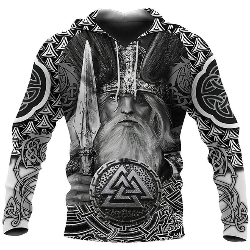 Vīriešu apģērbi Vikingi Tetovējumi Apdrukāti Hoodies