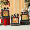 Music Ornament Fireplace Box With Snowman And Reindeer Christmas Gift Decor