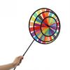 Flower Triple Wheel Colorful Rainbow Pinwheel Wind Spinners Windmill Toys Garden Windmill