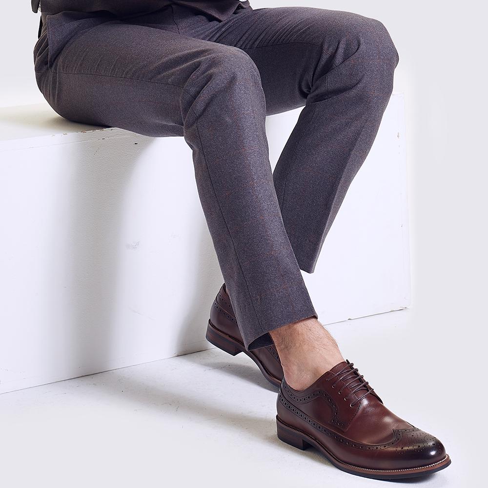 Mode 2024 Vintage Italienisch Hochwertiges Echtes Leder Brogue-Stil Derby Kleid Business Party Alltag Kleiderschuhe für Herren