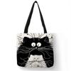 Tote Einkaufstasche süße Katze Druck Frauen Handtasche Leinen Totes mit Print Logo Casual Reisen Strand Taschen