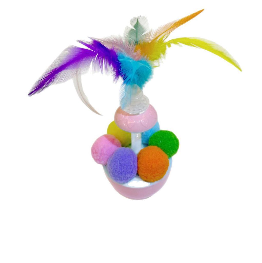 Self-Amusement Cat Toy: Feather Ball, Roly-Poly, Scratch & Bite Resistant, Teaser Stick for Kittens