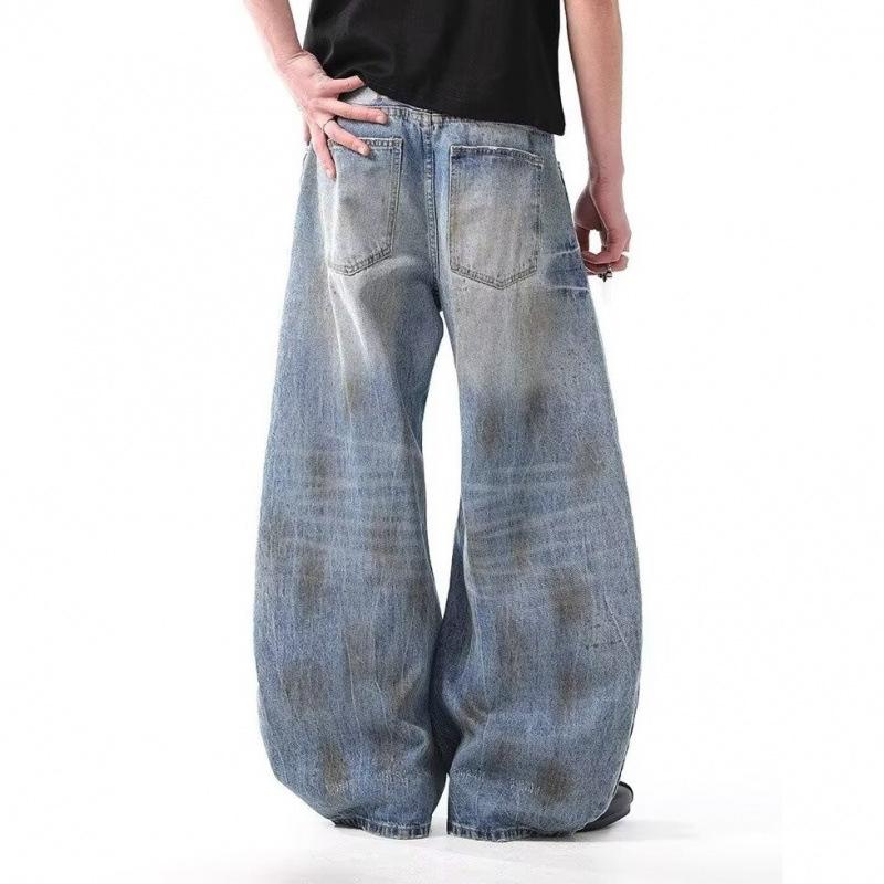 JYL Unisex Bootcut Jeans American Cleanfit Sickle Ripped Vibe Dirty Wide-Leg Denim Pants