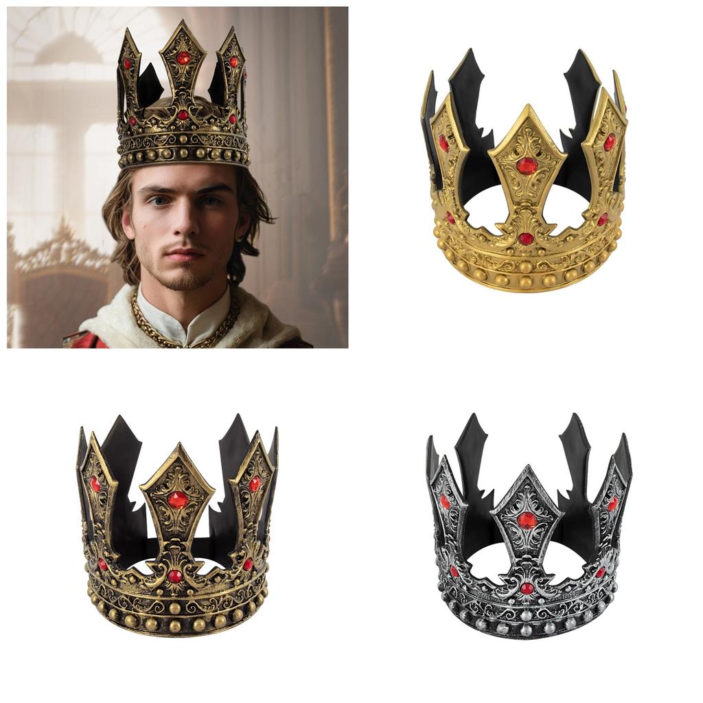 Vintage Luxury King Crown Cosplay Headpiece for Parties and Weddings Adjustable Size Props Crownpiece Roleplay Accessory