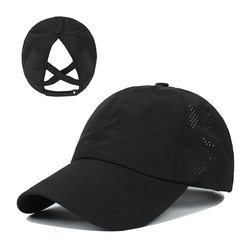 

New style women s baseball cap with ponytail, versatile breathable quick-drying baseball cap, outdoor sun protection hat чёрный