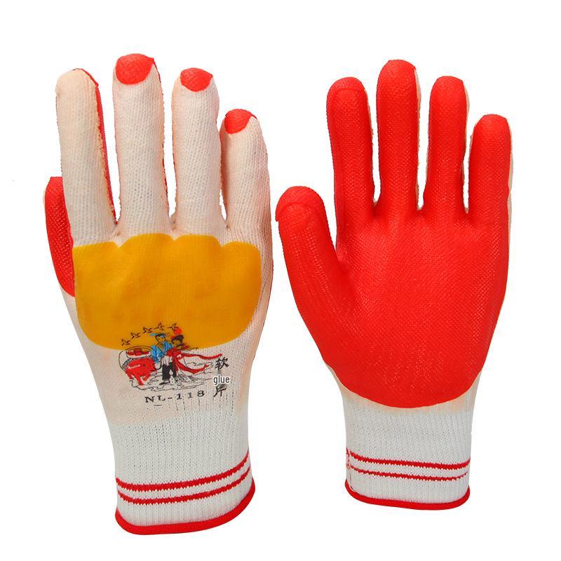 Genuine Cowherd NL118 Yellow Anti-Slip Work Gloves - Wear-Resistant, Double-Sided Soft Rubber
