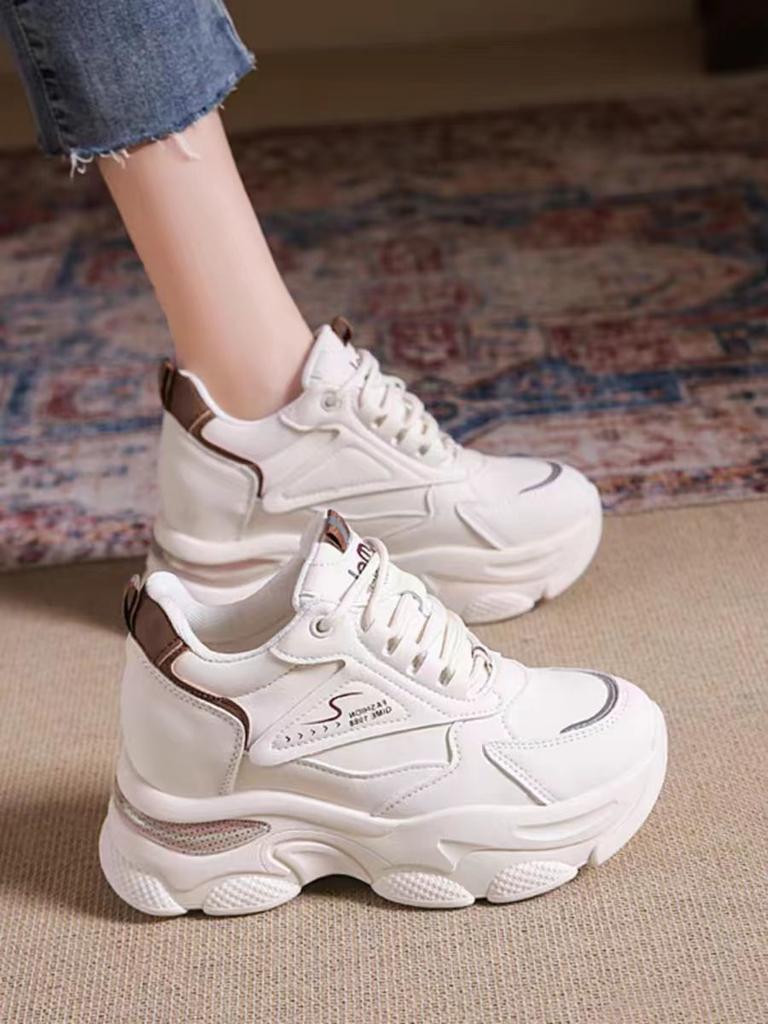 Dad shoes women's 2025 new spring and autumn thick soles increase in height, small man lightweight casual little white shoes sports shoes children