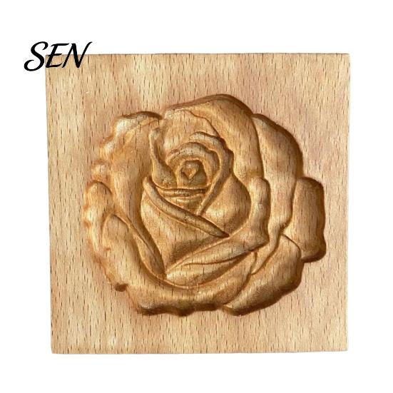 Nonstick Dough Stamp Molds Wood Cookie Cutter Mold, Round Gingerbread Biscuit for Easy Release Cake Embossers DIY Baking, Fondant Decoration, Holiday