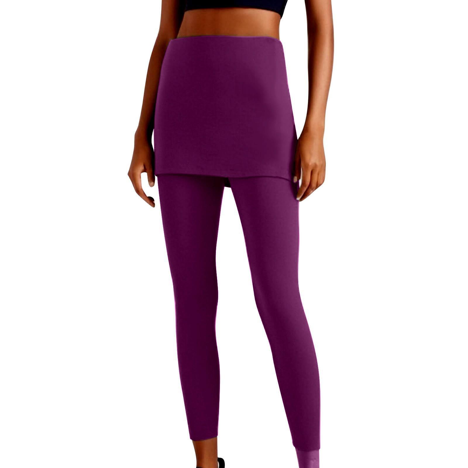 

Женские модные однотонные эластичные поясные сумки на бедрах, поддельные леггинсы из двух частей, повседневные брюки XXXXL винный